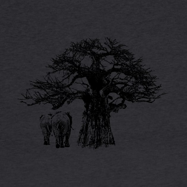 Baobab and Elephants Wildlife Shirt by scotch